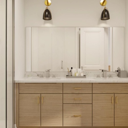 a bathroom and a walk-in shower