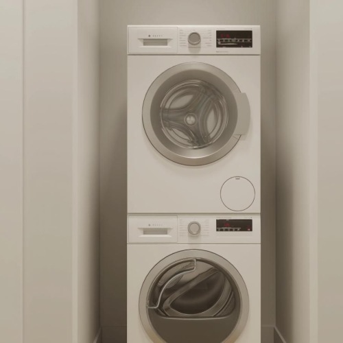a white washing machine and a dryer