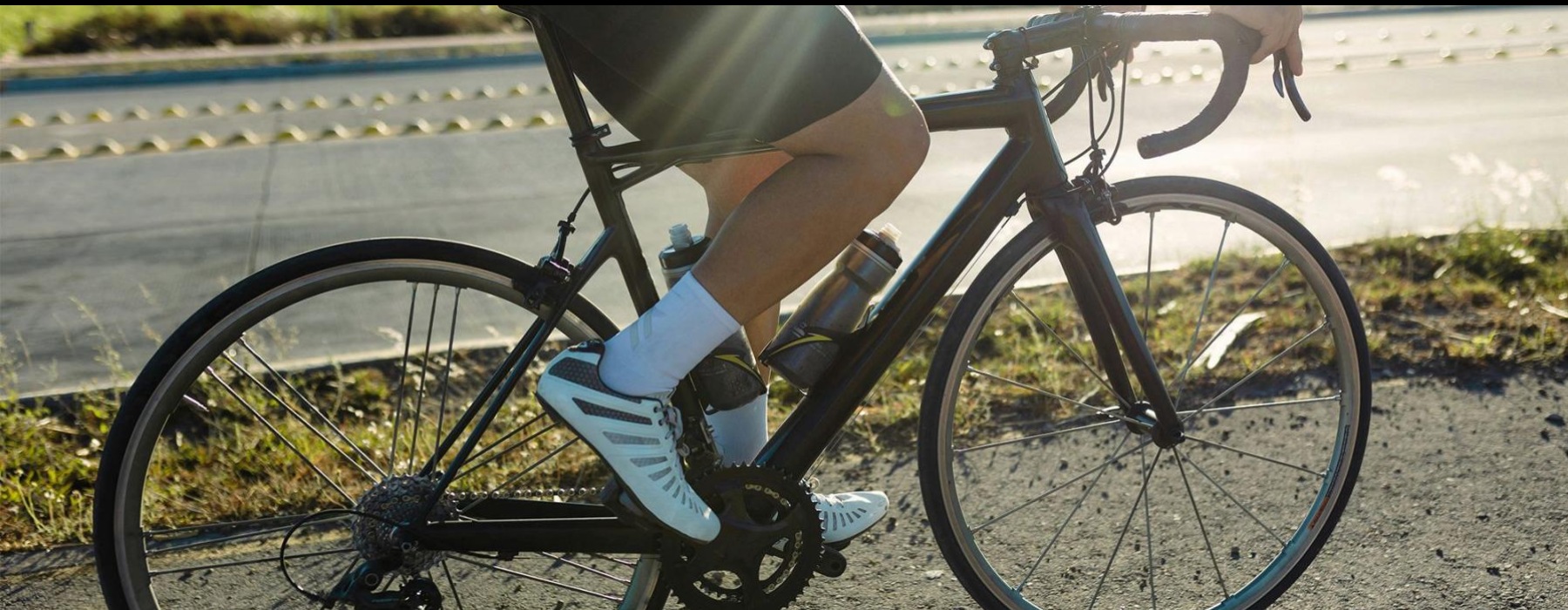 a person riding a bicycle outside