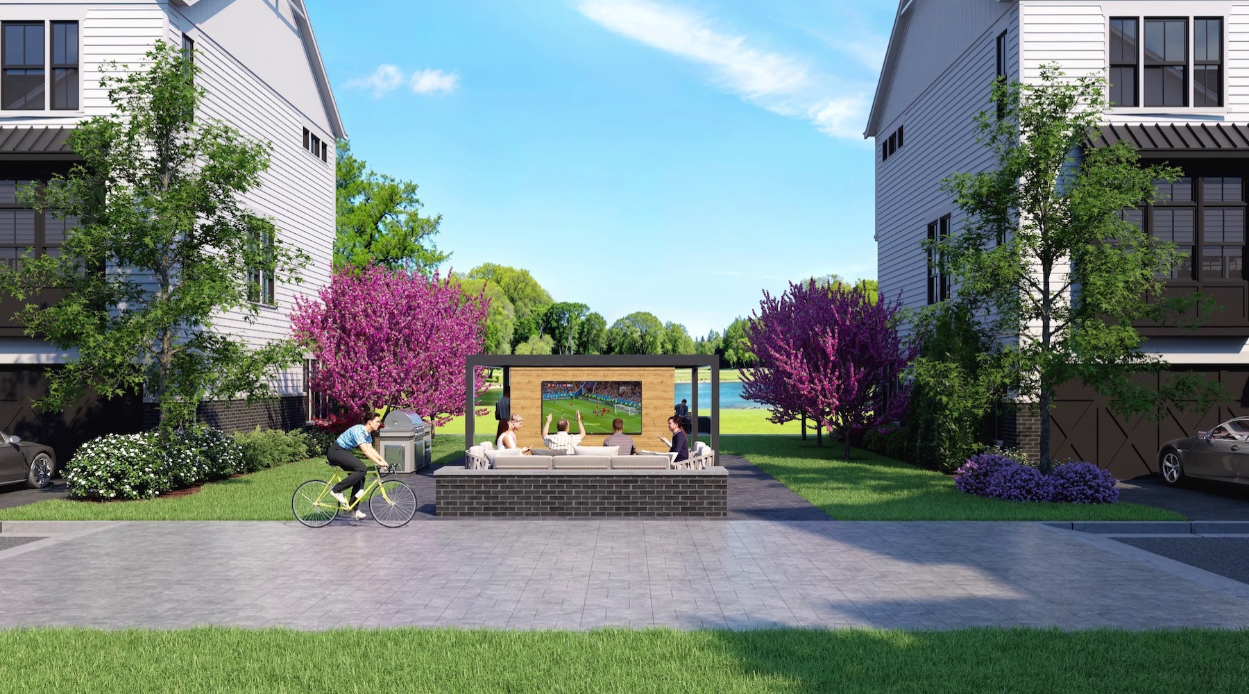 an outdoor media area